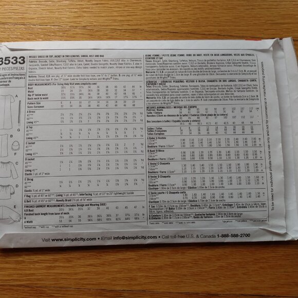 Dress Top Jacket Sewing Pattern 6-14 Shrug Belt Purse Bag Simplicity 3533 UNCUT - Picture 6 of 10